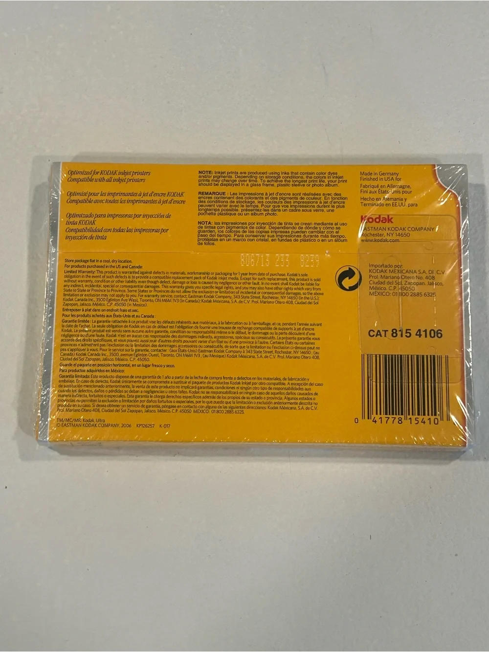 300 Kodak Premium Photo Paper Gloss 4 X 6 In - 60 Sheets Each